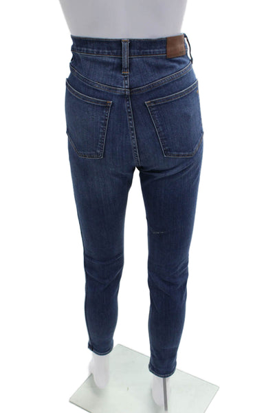 Madewell Women Ankle Skinny Jeans Blue Mid Rise Button Size 25