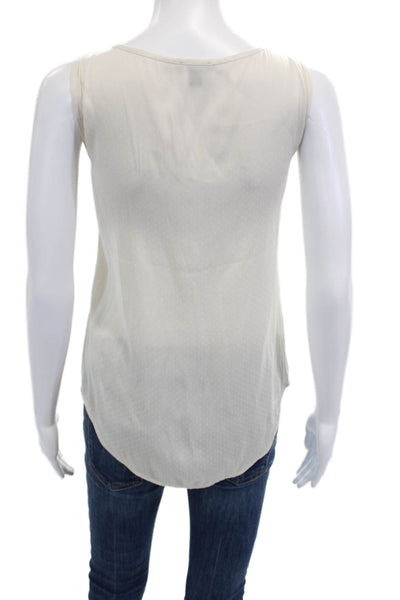 Ann Taylor Women Bohemian Tank Beige Polyester Round Neck Sleeveless Size S