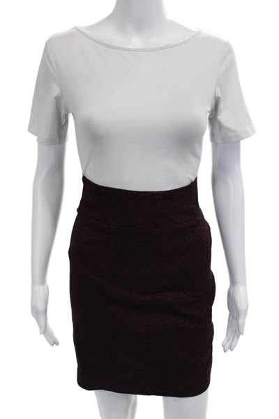 Margaret Women Straight Pencil Skirt Black Geometric Midi Size 24
