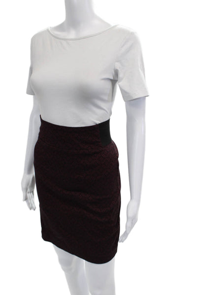 Margaret Women Straight Pencil Skirt Black Geometric Midi Size 24