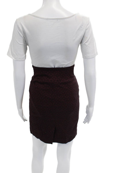 Margaret Women Straight Pencil Skirt Black Geometric Midi Size 24
