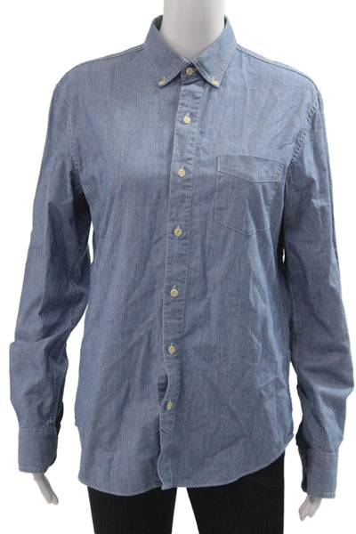 Bonobos Mens Button-Down Shirt Blue Cotton Collared Long Sleeve Size S