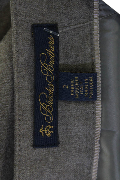 Brooks Brothers Women Ankle Dress Pants Gray Wool Button Size 2