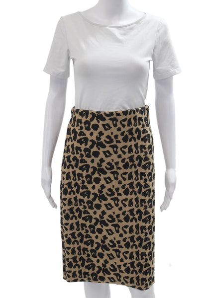 Never Fully Dressed Women Beige Animal Print Straight Pencil Skirt Size S