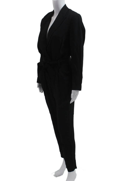 IRO Womens Jumpsuit Black V Neck Long Sleeve Size M