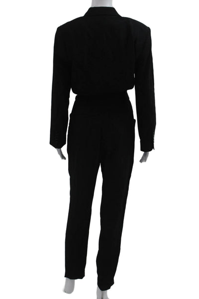 IRO Womens Jumpsuit Black V Neck Long Sleeve Size M