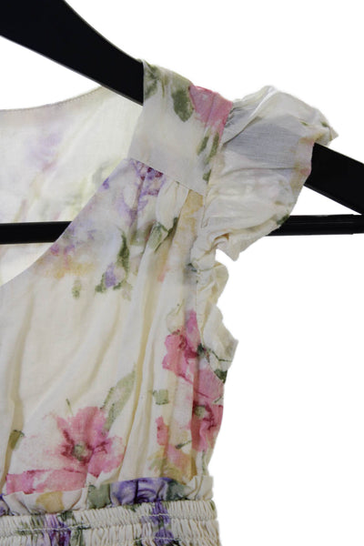Love Shack Fancy x Gap Girls Floral Ruffle Sleeve Shift Dress Beige Combo Sz XS