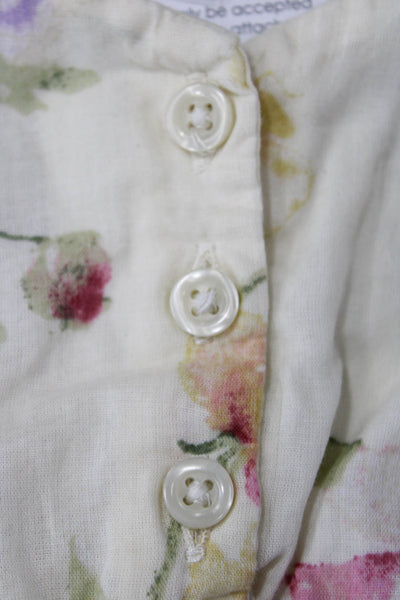 Love Shack Fancy x Gap Girls Floral Ruffle Sleeve Shift Dress Beige Combo Sz XS
