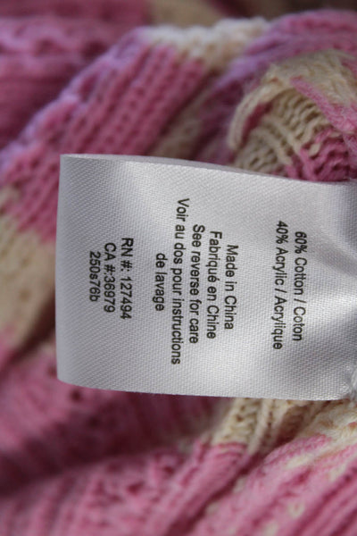 Heartloom Women Cardigan Pink Striped Button Crewneck Long Sleeve Size M