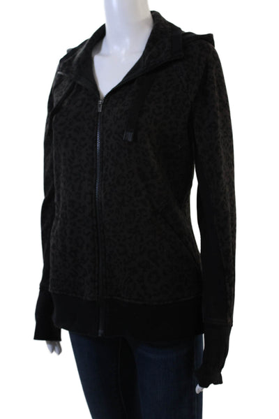 Athleta Women Black Animal Print Full-Zip Hoodie Size M
