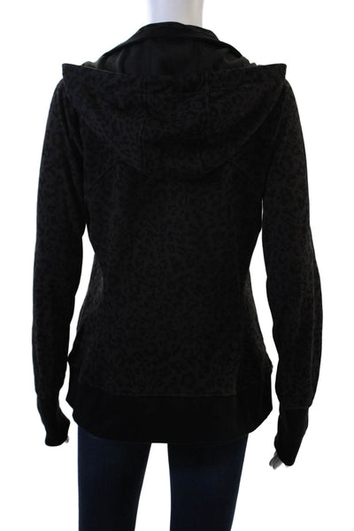Athleta Women Black Animal Print Full-Zip Hoodie Size M