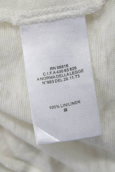 Cotelac Unisex Cardigan White Linen Long Sleeve Button Bohemian Size S