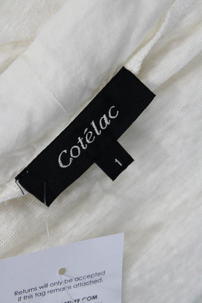 Cotelac Unisex Cardigan White Linen Long Sleeve Button Bohemian Size S