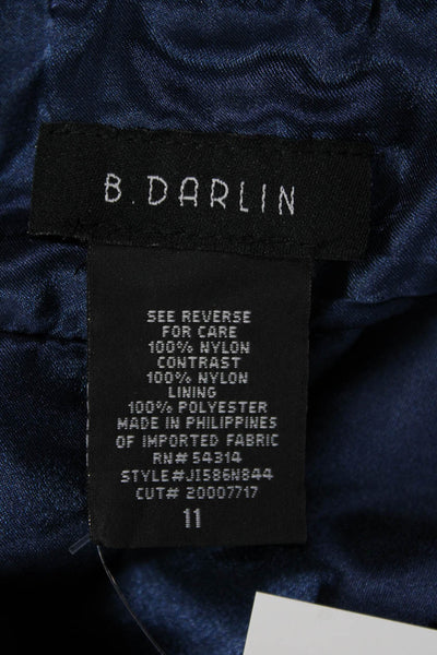 B. Darlin Womens Fit & Flare Mini Dress Dark Blue Knee Length V-Neck Size 11