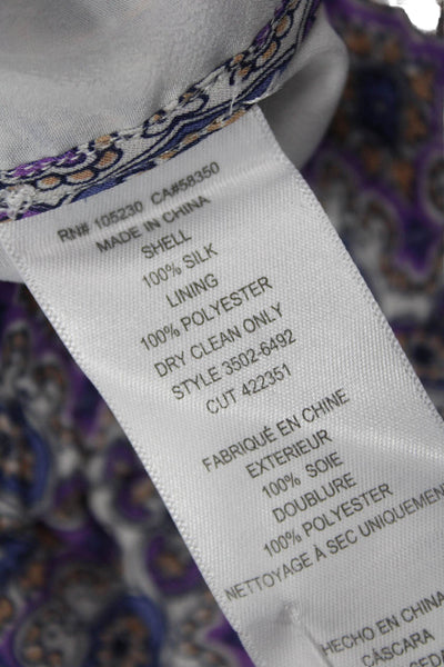 Joie Unisex Purple Paisley Silk Drawstring Bohemian Shorts Size M