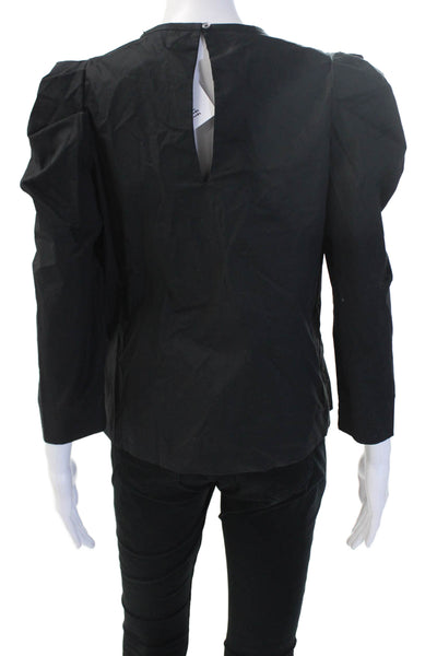 Joie Womens Black Cotton Button Blouse 3/4 Sleeve Crew Neck Size XS