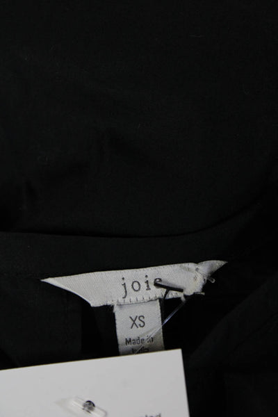 Joie Womens Black Cotton Button Blouse 3/4 Sleeve Crew Neck Size XS