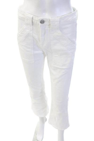 Frame Womens Designer Cropped Cargo Pants White Mid Rise Size 26