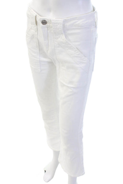 Frame Womens Designer Cropped Cargo Pants White Mid Rise Size 26