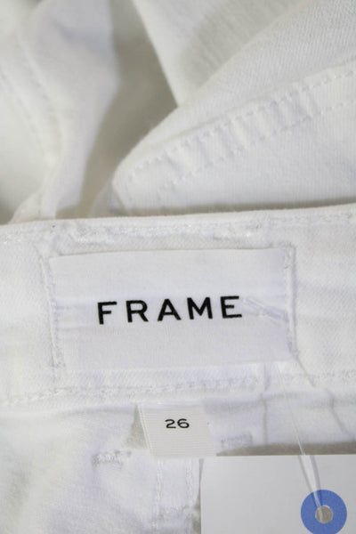 Frame Womens Designer Cropped Cargo Pants White Mid Rise Size 26