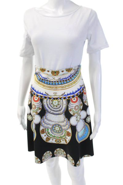 Clover Canyon Women Black Graphic Print A-Line Skater Skirt Polyester Size S