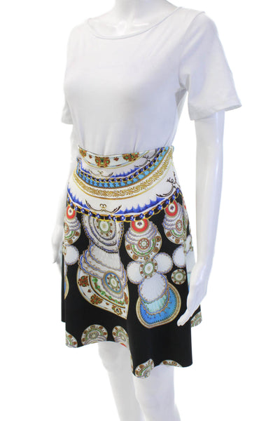 Clover Canyon Women Black Graphic Print A-Line Skater Skirt Polyester Size S