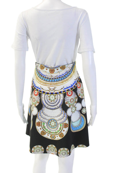 Clover Canyon Women Black Graphic Print A-Line Skater Skirt Polyester Size S