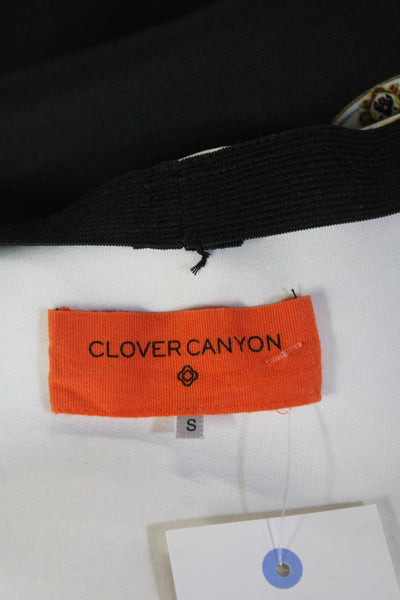 Clover Canyon Women Black Graphic Print A-Line Skater Skirt Polyester Size S