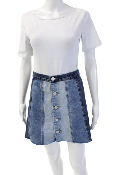 BLANKNYC Womens A-Line Mini Skirt Blue 100% Cotton Size 26
