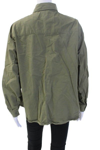 Dissh Womens Basic Button-Up Top Green 100% Cotton Long Sleeve Size 2