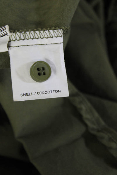 Dissh Womens Basic Button-Up Top Green 100% Cotton Long Sleeve Size 2