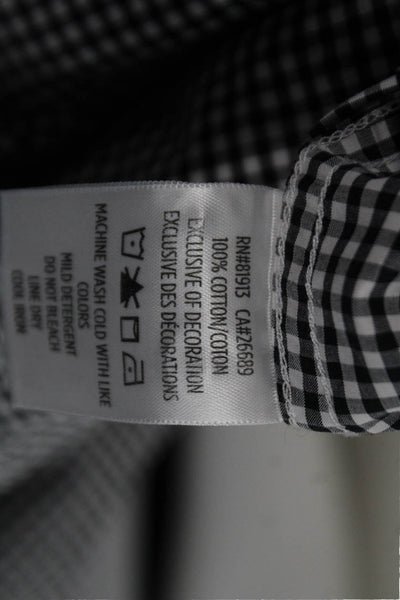 Robert Graham Mens Button Front Collared Gingham Shirt Black White Size Large
