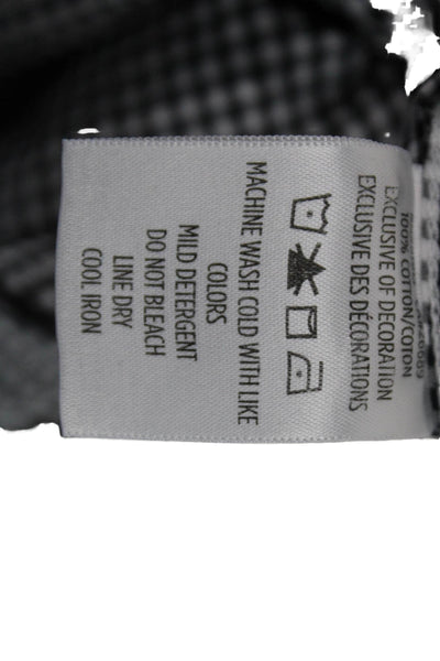 Robert Graham Mens Button Front Collared Gingham Shirt Black White Size Large