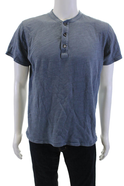 Rag & Bone Mens Band T-Shirt Blue Organic Cotton Crewneck Short Sleeve Size M
