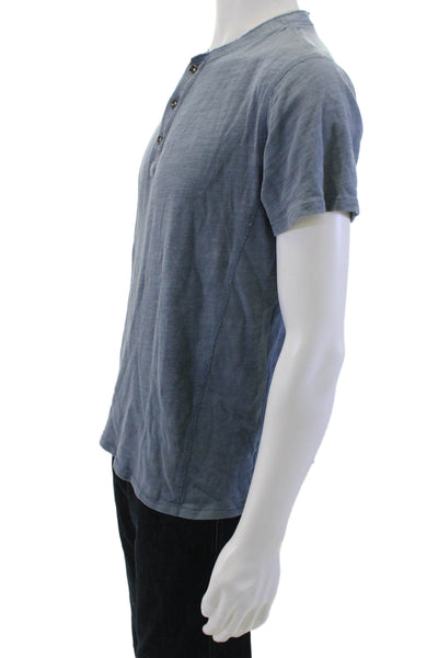 Rag & Bone Mens Band T-Shirt Blue Organic Cotton Crewneck Short Sleeve Size M