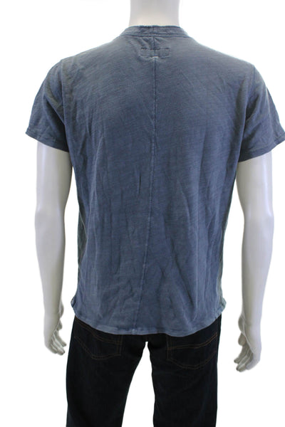 Rag & Bone Mens Band T-Shirt Blue Organic Cotton Crewneck Short Sleeve Size M