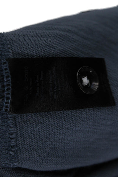 Rag & Bone Mens Band T-Shirt Blue Organic Cotton Crewneck Short Sleeve Size M