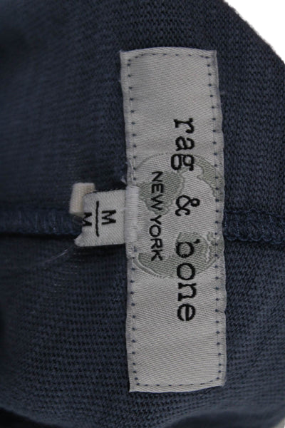 Rag & Bone Mens Band T-Shirt Blue Organic Cotton Crewneck Short Sleeve Size M