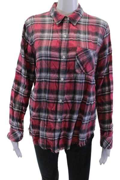 Rails Womens Plaid Collared Button-Up Black Long Sleeve Rayon Cotton Size M