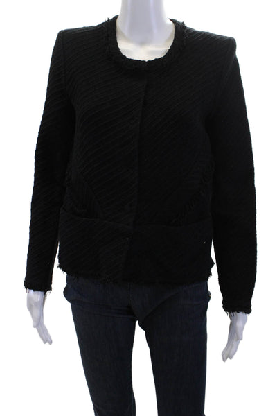 IRO Women Black Blazer Long Sleeve Button Round Neck Size 38