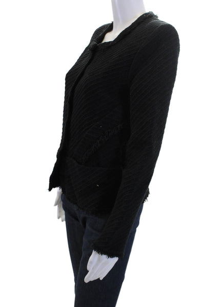 IRO Women Black Blazer Long Sleeve Button Round Neck Size 38