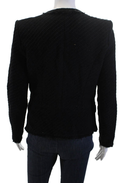 IRO Women Black Blazer Long Sleeve Button Round Neck Size 38