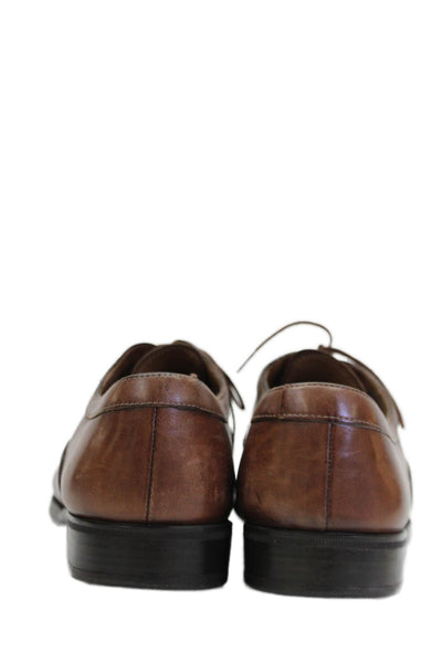 Silvano Sassetti Mens Leather Lace Up Oxford Shoes Brown Size 10.5