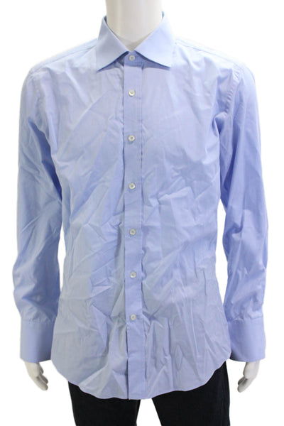 Lord Willy's Mens Cotton Collared Basic Button Down Shirt Light Blue Size L