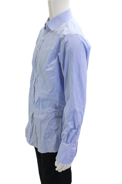 Lord Willy's Mens Cotton Collared Basic Button Down Shirt Light Blue Size L