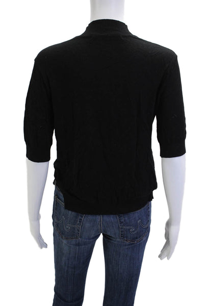 Zara Woman Women Black Mock Neck Short Sleeve Basic Polyester Top Size M