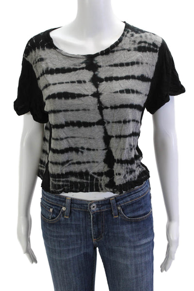 Young Fabulous & Broke Women Cropped Black Rayon T-Shirt Boho Size S