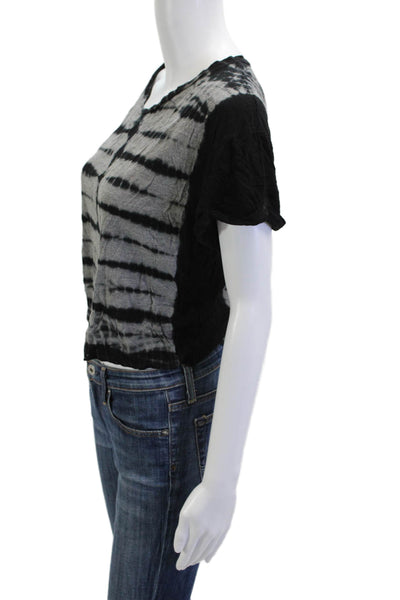 Young Fabulous & Broke Women Cropped Black Rayon T-Shirt Boho Size S
