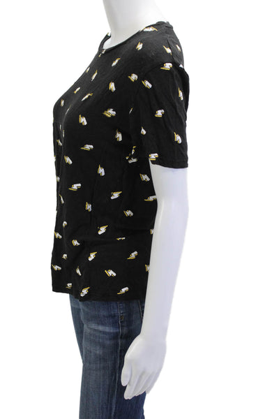 Karssen Zoe Karssen Womens Black Bird Graphic Crew Neck Short Sleeve Tee Size L