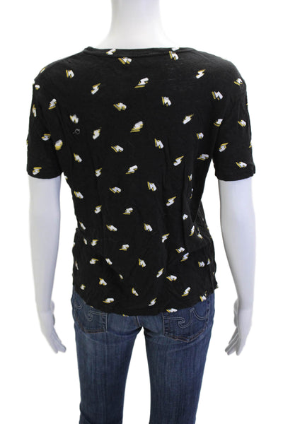 Karssen Zoe Karssen Womens Black Bird Graphic Crew Neck Short Sleeve Tee Size L